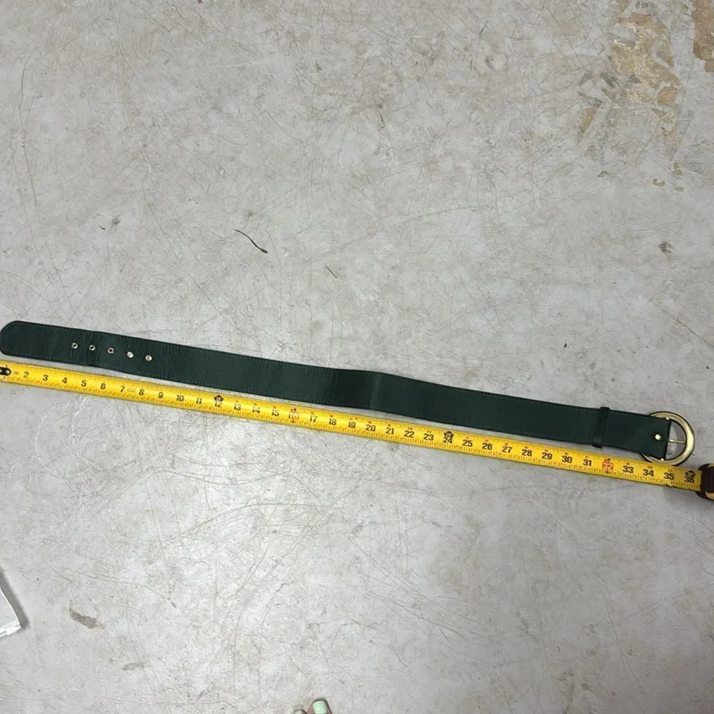 NICHOLAS Green Leather Belt with Brass Buckle - Lightweight Belt NWOT